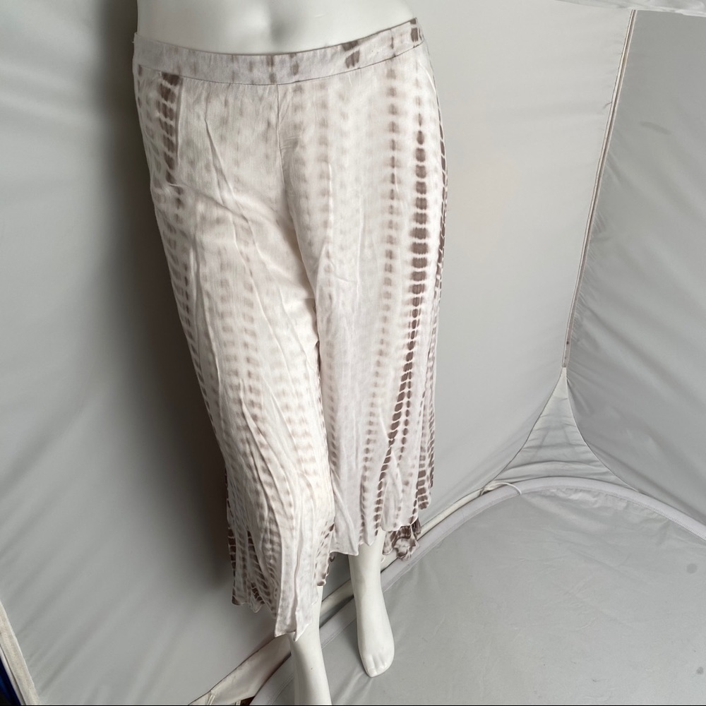 Promesa olive and white tie dye flutter palazzo pants L